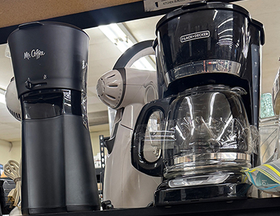 coffee pot on shelf at the store