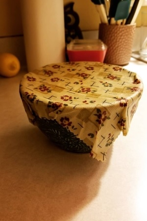 Bowl with beeswax cover