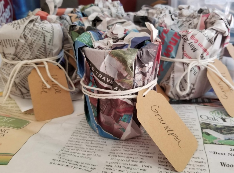 Newspaper giftwrap