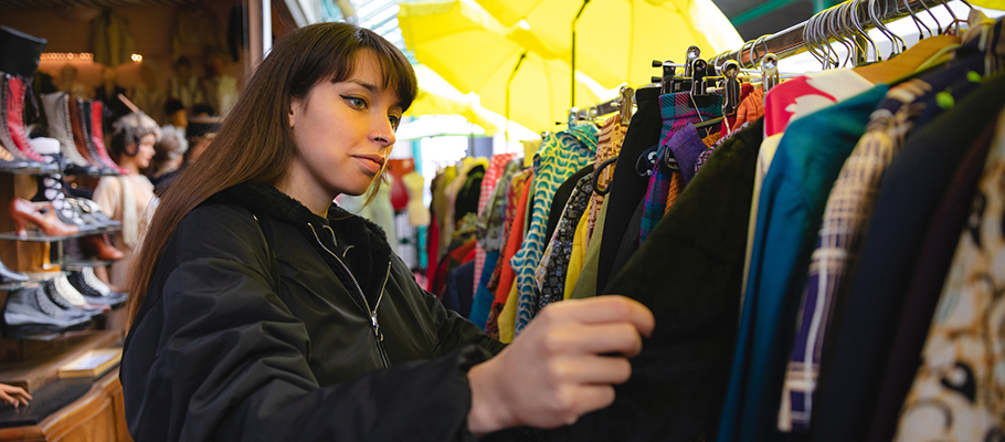 girl in store looking at clothes