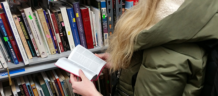 Looking at used books