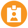 orange circle with a white job badge icon